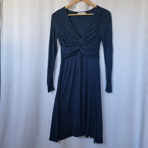 Bailey 44 petrol blue, knotted bust jersey dress.
